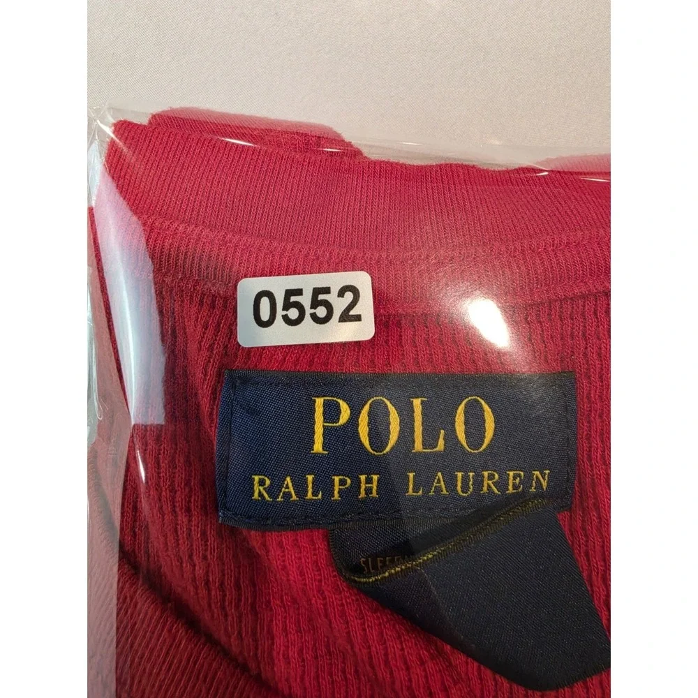 Polo Ralph Lauren Crewneck Logo Waffle-Knit Sleep Shirt, Red, Sz XL